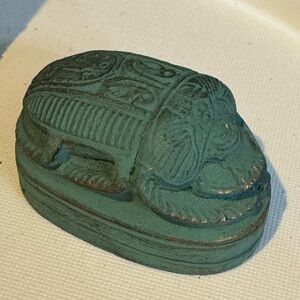 Vintage Egyptian Revival Scarab Beetle Paperweight Figurine